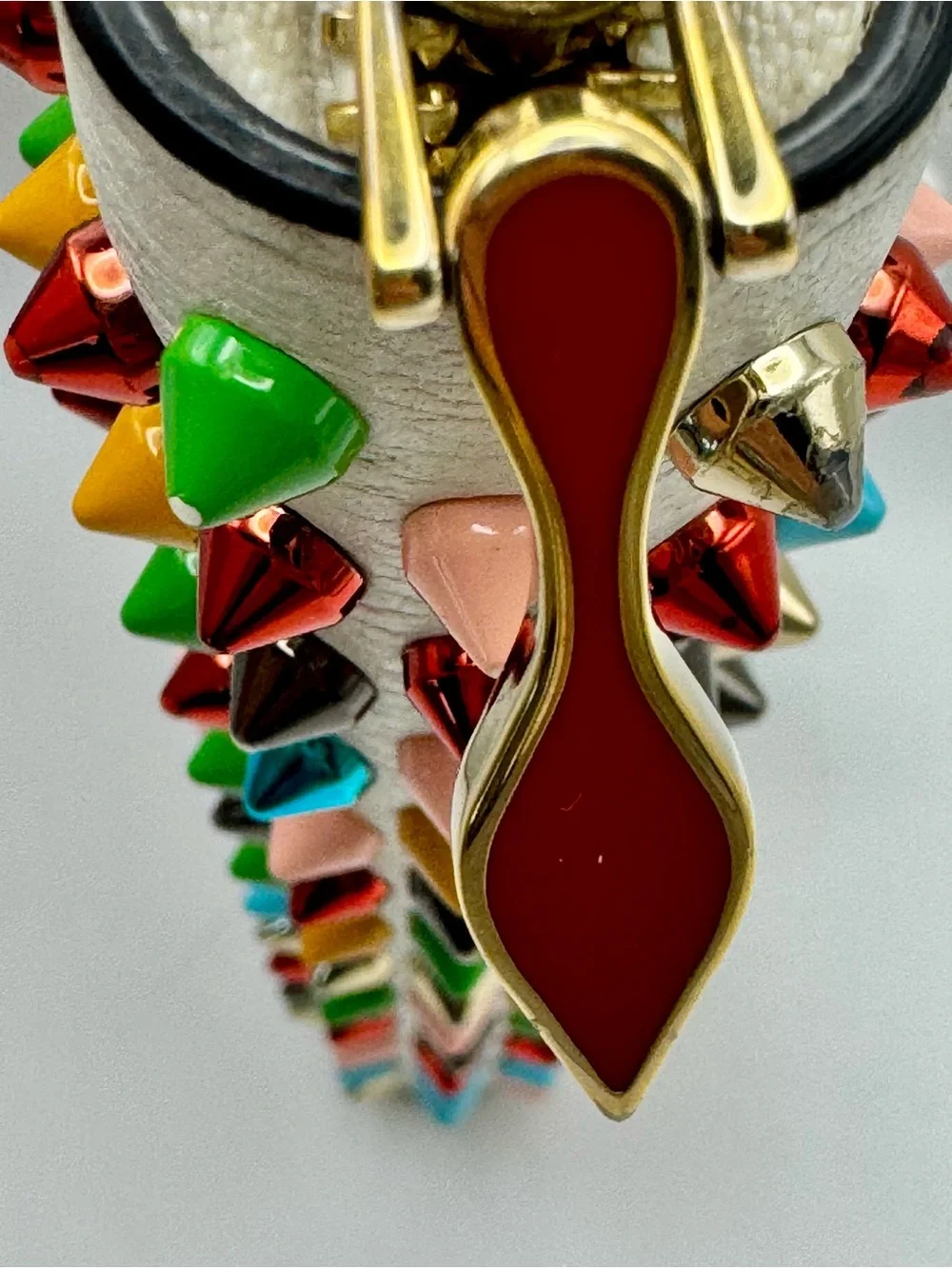 Christian Louboutin Panettone White Leather Multicolor Studded Clutch